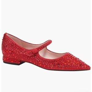 Kate Spade Maya Crystal Sour Cherry Red Mary Jane Flats size 9.5